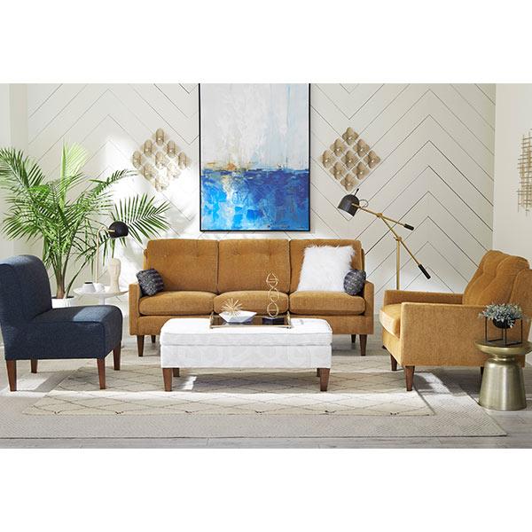 TREVIN COLLECTION LEATHER STATIONARY SOFA W/2 PILLOWS- S38RLU - Holmwood's Furniture & Design Center (Somersworth, NH)