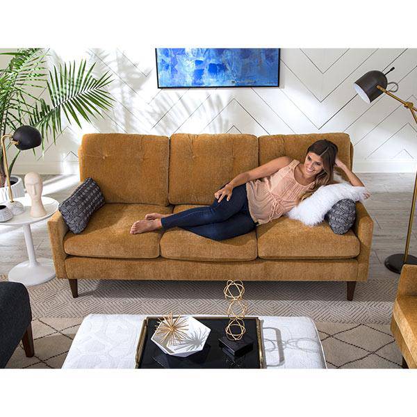 TREVIN COLLECTION LEATHER STATIONARY SOFA W/2 PILLOWS- S38ELU - Holmwood's Furniture & Design Center (Somersworth, NH)