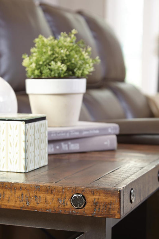 Flexsteel Carpenter Lamp Table in Rustic Brown - Holmwood's Furniture & Design Center (Somersworth, NH)