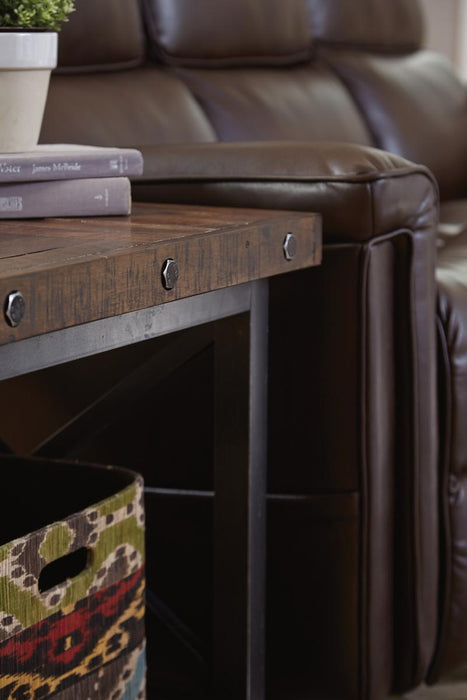 Flexsteel Carpenter Lamp Table in Rustic Brown - Holmwood's Furniture & Design Center (Somersworth, NH)
