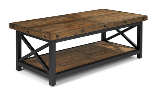 Flexsteel Carpenter Rectangular Coffee Table in Rustic Brown - Holmwood's Furniture & Design Center (Somersworth, NH)