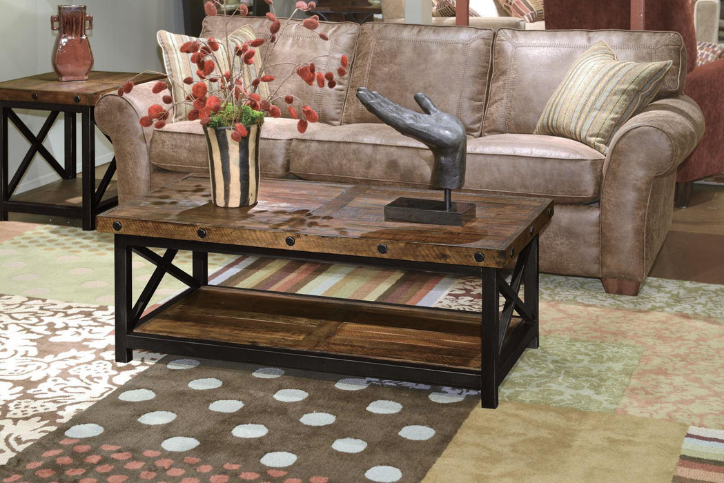 Flexsteel Carpenter Rectangular Coffee Table in Rustic Brown - Holmwood's Furniture & Design Center (Somersworth, NH)
