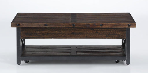 Flexsteel Carpenter Rectangular Lift-Top Cocktail Table with Casters in Rustic Brown - Holmwood's Furniture & Design Center (Somersworth, NH)