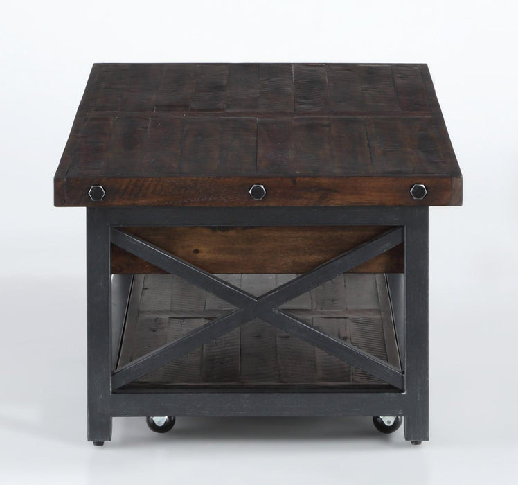 Flexsteel Carpenter Rectangular Lift-Top Cocktail Table with Casters in Rustic Brown - Holmwood's Furniture & Design Center (Somersworth, NH)