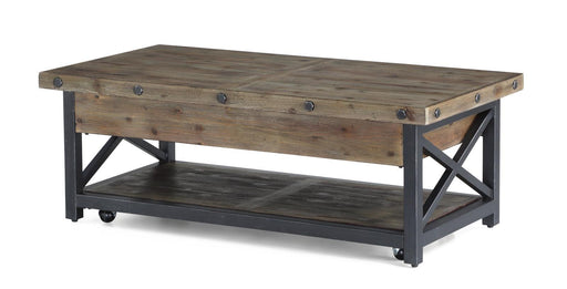 Flexsteel Carpenter Rectangular Lift-Top Cocktail Table with Casters in Rustic Gray - Holmwood's Furniture & Design Center (Somersworth, NH)