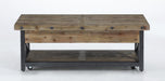Flexsteel Carpenter Rectangular Lift-Top Cocktail Table with Casters in Rustic Gray - Holmwood's Furniture & Design Center (Somersworth, NH)