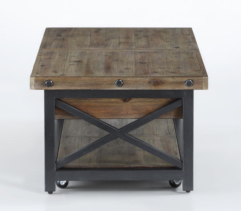 Flexsteel Carpenter Rectangular Lift-Top Cocktail Table with Casters in Rustic Gray - Holmwood's Furniture & Design Center (Somersworth, NH)