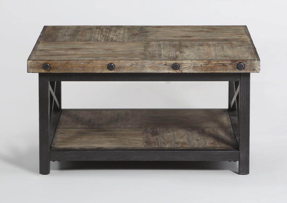 Flexsteel Carpenter Square Cocktail Table in Rustic Gray - Holmwood's Furniture & Design Center (Somersworth, NH)