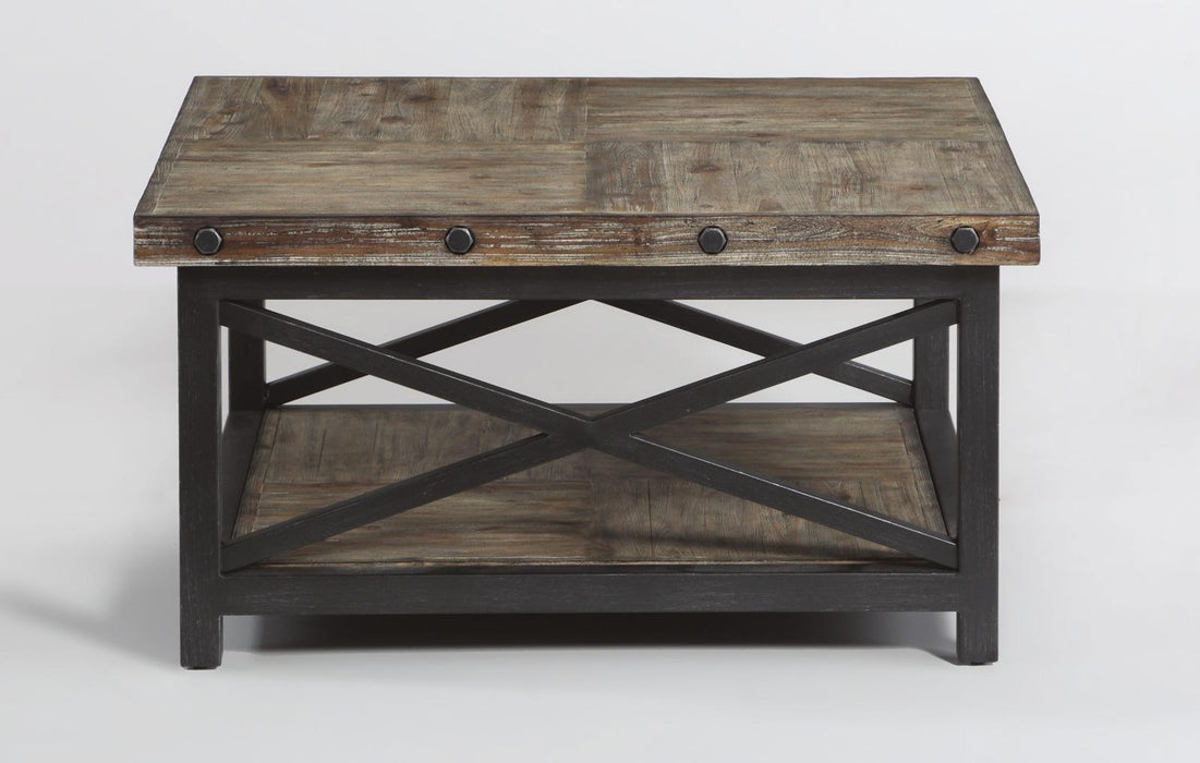 Flexsteel Carpenter Square Cocktail Table in Rustic Gray - Holmwood's Furniture & Design Center (Somersworth, NH)