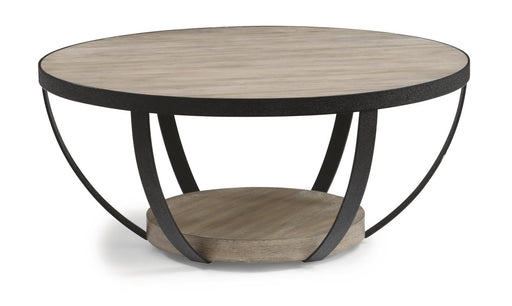 Flexsteel Compass Round Cocktail Table in Gray/Black - Holmwood's Furniture & Design Center (Somersworth, NH)