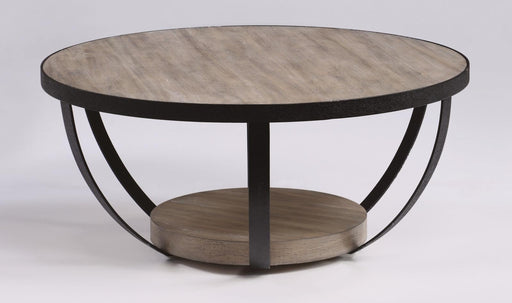 Flexsteel Compass Round Cocktail Table in Gray/Black - Holmwood's Furniture & Design Center (Somersworth, NH)