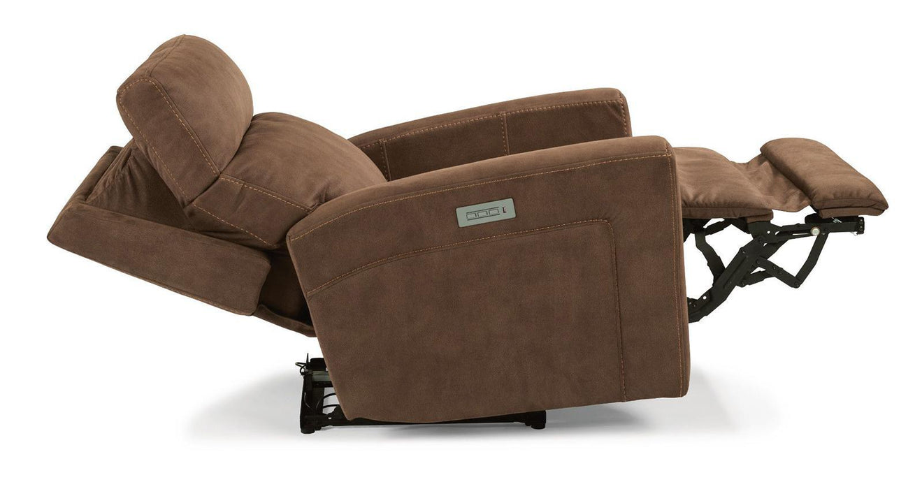 Flexsteel Ezra Power Recliner with Power Headrest and Lumbar - Holmwood's Furniture & Design Center (Somersworth, NH)