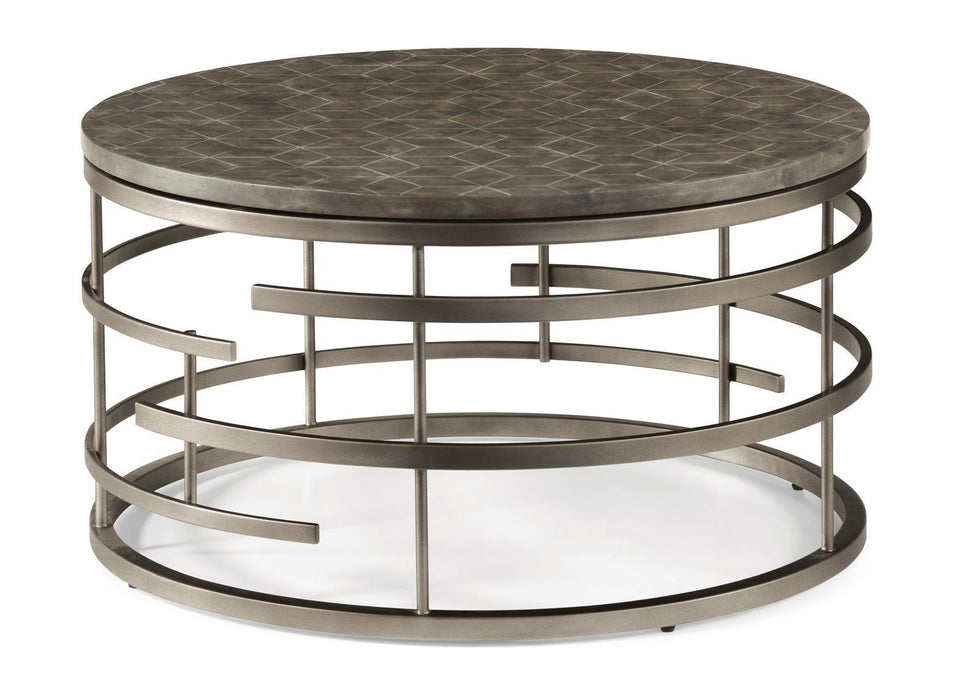 Flexsteel Halo Round Cocktail Table in Silver - Holmwood's Furniture & Design Center (Somersworth, NH)