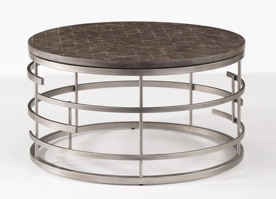 Flexsteel Halo Round Cocktail Table in Silver - Holmwood's Furniture & Design Center (Somersworth, NH)