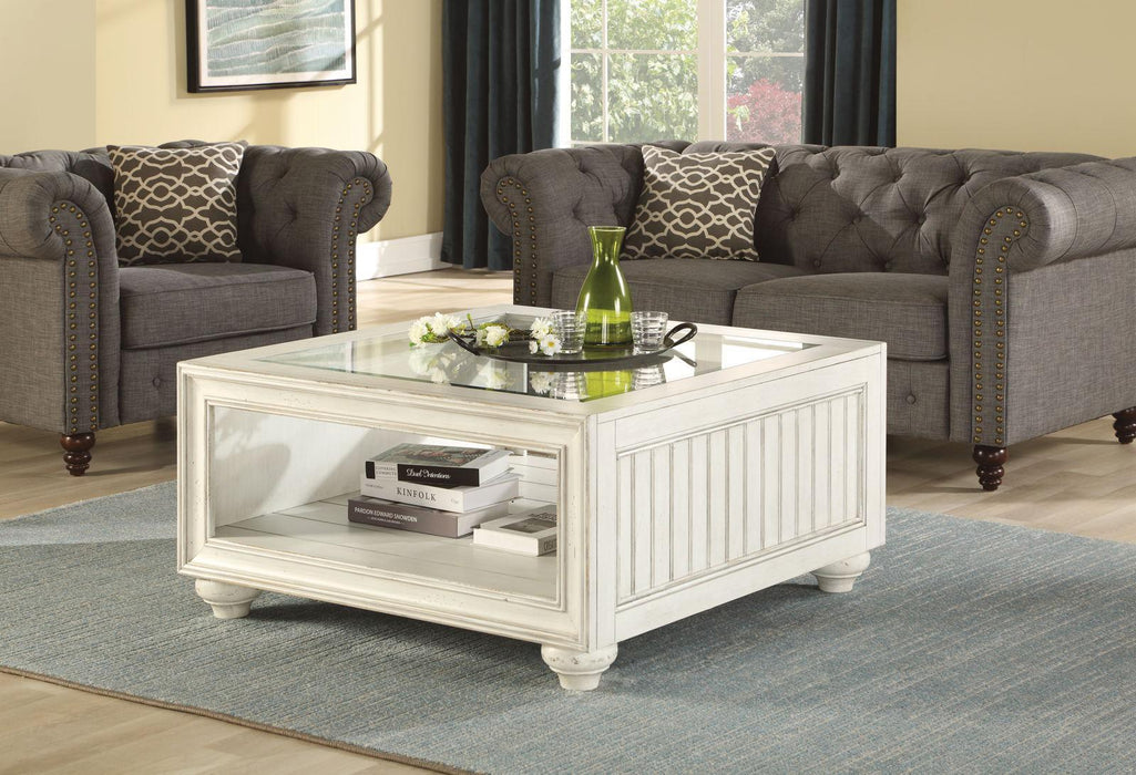 Flexsteel Harmony Square Cocktail Table with Casters in White - Holmwood's Furniture & Design Center (Somersworth, NH)