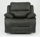 Flexsteel Latitudes Apollo Leather Power Gliding Recliner with Power Headrest in Black - Holmwood's Furniture & Design Center (Somersworth, NH)