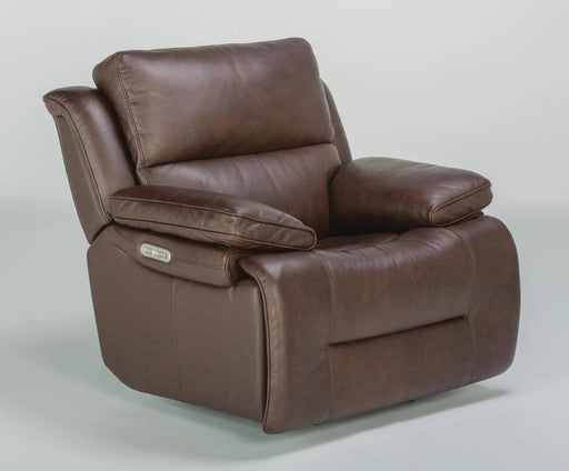 Flexsteel Latitudes Apollo Leather Power Gliding Recliner with Power Headrest in Brown - Holmwood's Furniture & Design Center (Somersworth, NH)
