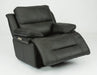 Flexsteel Latitudes Apollo Leather Power Gliding Recliner with Power Headrest in Black - Holmwood's Furniture & Design Center (Somersworth, NH)