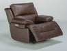 Flexsteel Latitudes Apollo Leather Power Gliding Recliner with Power Headrest in Brown - Holmwood's Furniture & Design Center (Somersworth, NH)