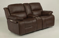 Flexsteel Latitudes Apollo Leather Power Reclining Loveseat w/Console and Power Headrests in Brown - Holmwood's Furniture & Design Center (Somersworth, NH)