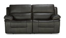 Flexsteel Latitudes Apollo Leather Power Reclining Sofa w/Power Headrests in Black - Holmwood's Furniture & Design Center (Somersworth, NH)