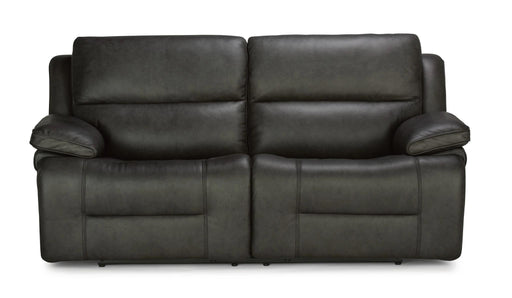 Flexsteel Latitudes Apollo Leather Power Reclining Sofa w/Power Headrests in Black - Holmwood's Furniture & Design Center (Somersworth, NH)
