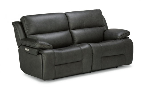 Flexsteel Latitudes Apollo Leather Power Reclining Sofa w/Power Headrests in Black - Holmwood's Furniture & Design Center (Somersworth, NH)