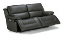 Flexsteel Latitudes Apollo Leather Power Reclining Sofa w/Power Headrests in Black - Holmwood's Furniture & Design Center (Somersworth, NH)