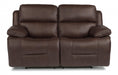 Flexsteel Latitudes Apollo Leather Power Reclining Loveseat w/Power Headrests in Brown - Holmwood's Furniture & Design Center (Somersworth, NH)