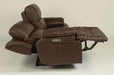 Flexsteel Latitudes Apollo Leather Power Reclining Sofa w/Power Headrests in Brown - Holmwood's Furniture & Design Center (Somersworth, NH)