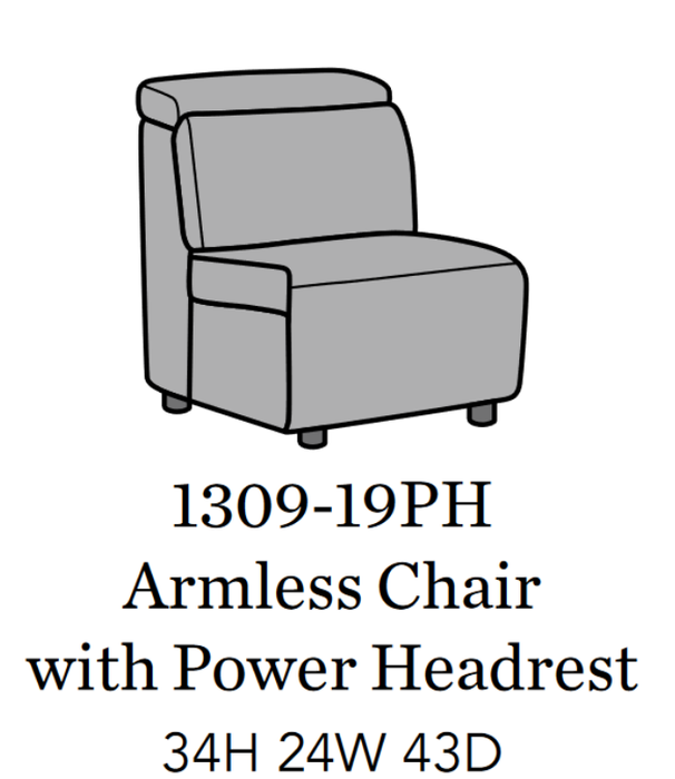 Flexsteel Latitudes Astra Leather Armless Chair w/Power Headrest - Holmwood's Furniture & Design Center (Somersworth, NH)
