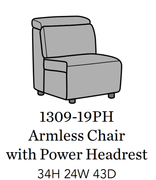 Flexsteel Latitudes Astra Leather Armless Chair w/Power Headrest - Holmwood's Furniture & Design Center (Somersworth, NH)