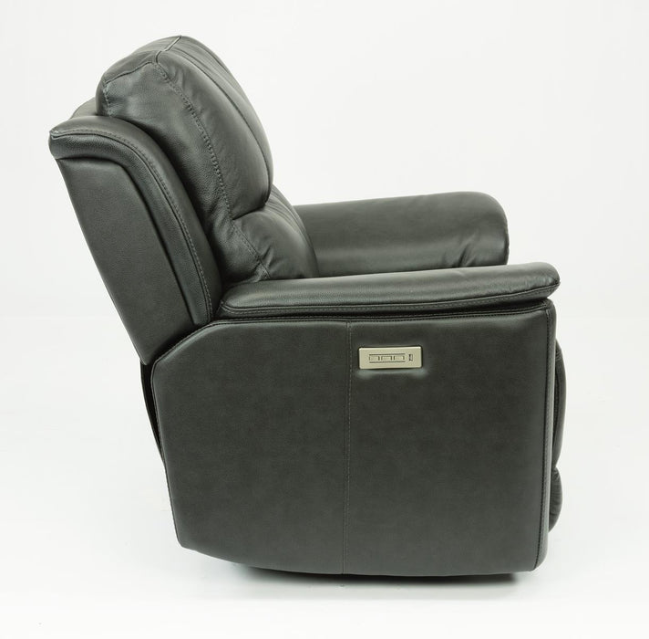 Flexsteel Latitudes Cade Leather Power Recliner w/Power Headrest in Black - Holmwood's Furniture & Design Center (Somersworth, NH)