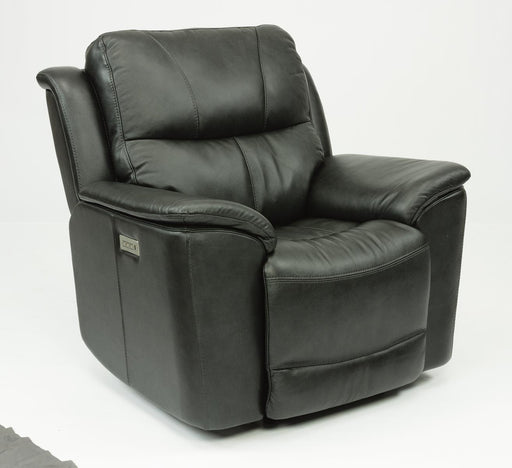 Flexsteel Latitudes Cade Leather Power Recliner w/Power Headrest in Black - Holmwood's Furniture & Design Center (Somersworth, NH)