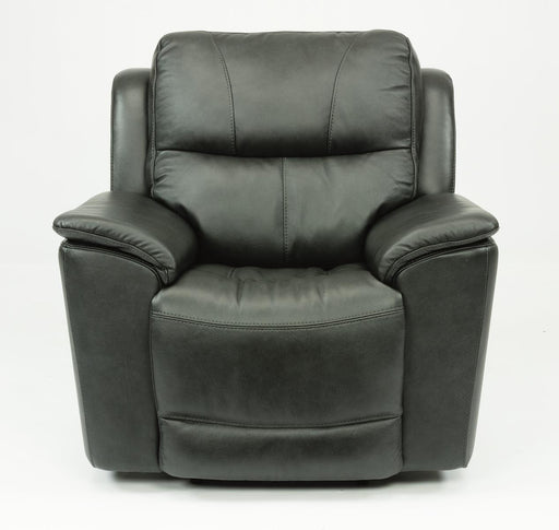 Flexsteel Latitudes Cade Leather Power Recliner w/Power Headrest in Black - Holmwood's Furniture & Design Center (Somersworth, NH)