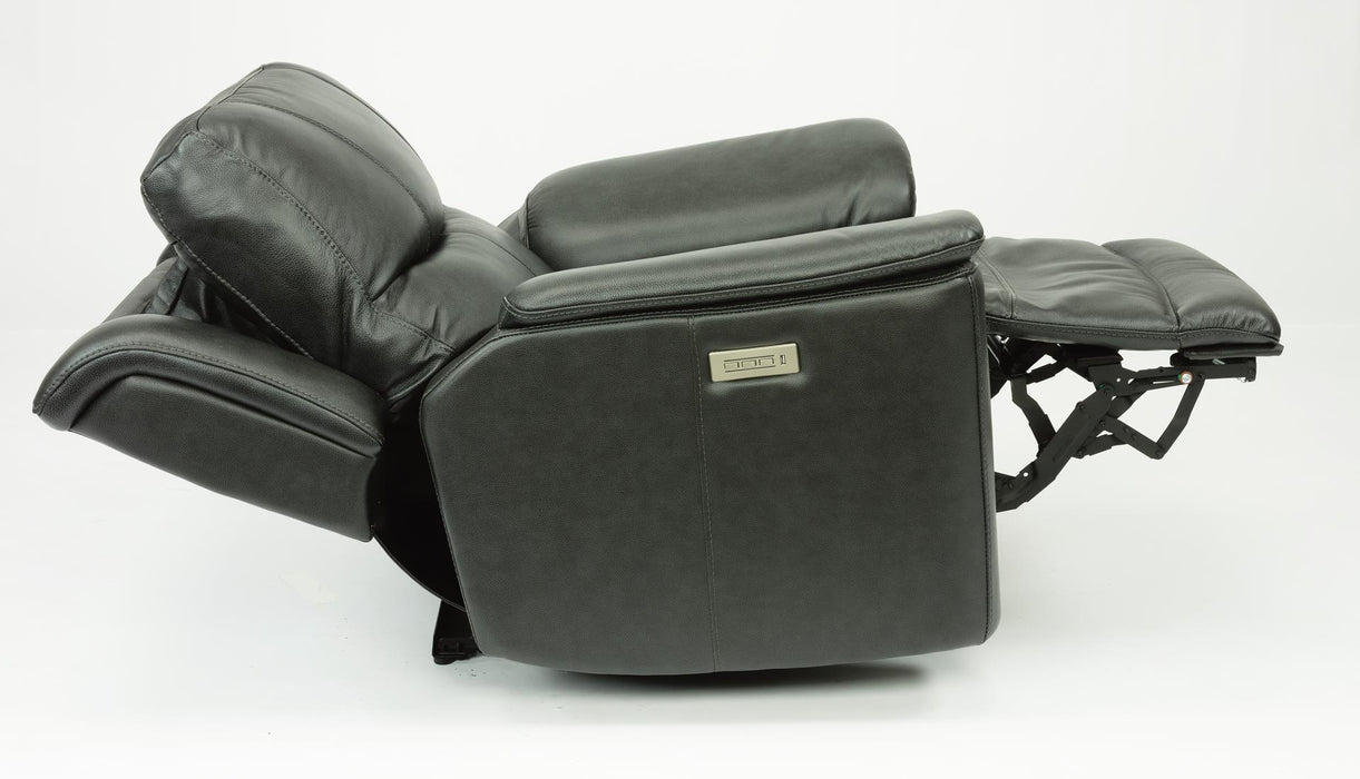 Flexsteel Latitudes Cade Leather Power Recliner w/Power Headrest in Black - Holmwood's Furniture & Design Center (Somersworth, NH)