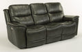 Flexsteel Latitudes Cade Leather Power Reclining Sofa w/Power Headrests in Black - Holmwood's Furniture & Design Center (Somersworth, NH)