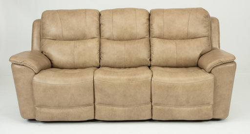 Flexsteel Latitudes Cade Leather Power Reclining Sofa w/Power Headrests in Light Brown - Holmwood's Furniture & Design Center (Somersworth, NH)