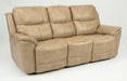 Flexsteel Latitudes Cade Leather Power Reclining Sofa w/Power Headrests in Light Brown - Holmwood's Furniture & Design Center (Somersworth, NH)