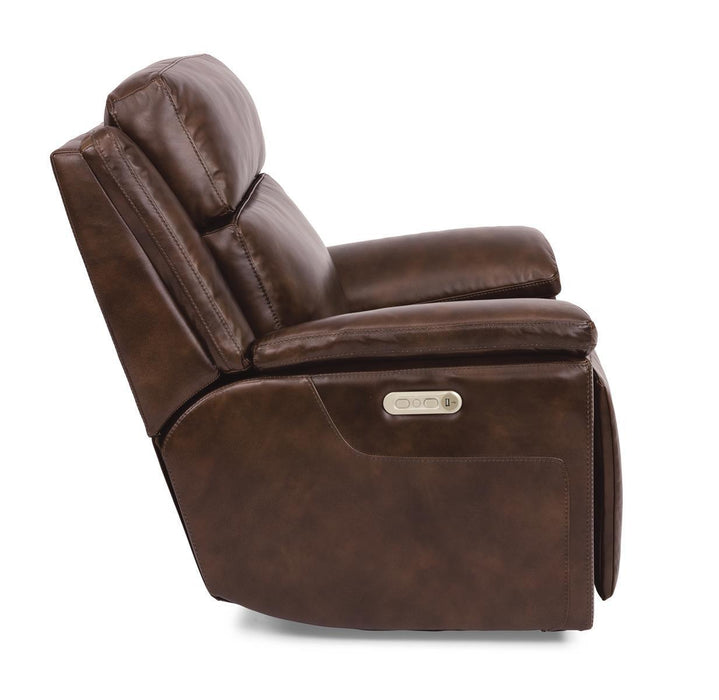 Flexsteel Latitudes Chance Leather Power Gliding Recliner w/Power Headrest - Holmwood's Furniture & Design Center (Somersworth, NH)