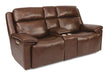 Flexsteel Latitudes Chance Leather Power Reclining Loveseat w/Console & Power Headrests - Holmwood's Furniture & Design Center (Somersworth, NH)