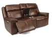 Flexsteel Latitudes Chance Leather Power Reclining Loveseat w/Console & Power Headrests - Holmwood's Furniture & Design Center (Somersworth, NH)