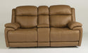 Flexsteel Latitudes Elijah Leather Power Reclining Loveseat w/Console & Power Headrests - Holmwood's Furniture & Design Center (Somersworth, NH)
