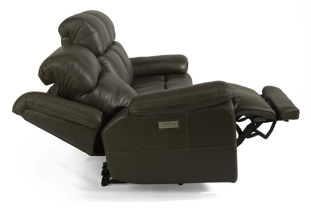 Flexsteel Elijah Power Reclining Sofa with Power Headrests & Lumbar - Holmwood's Furniture & Design Center (Somersworth, NH)