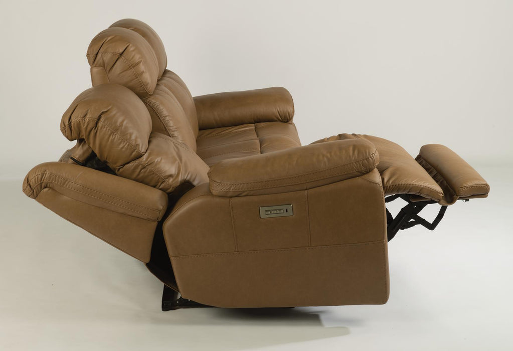 Flexsteel Elijah Power Reclining Sofa with Power Headrests & Lumbar - Holmwood's Furniture & Design Center (Somersworth, NH)