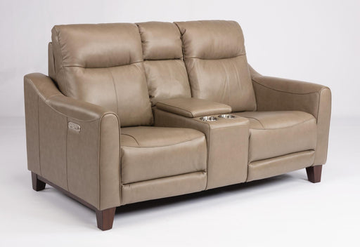 Flexsteel Latitudes Forte Leather Power Reclining Loveseat w/Console & Power Headrests - Holmwood's Furniture & Design Center (Somersworth, NH)