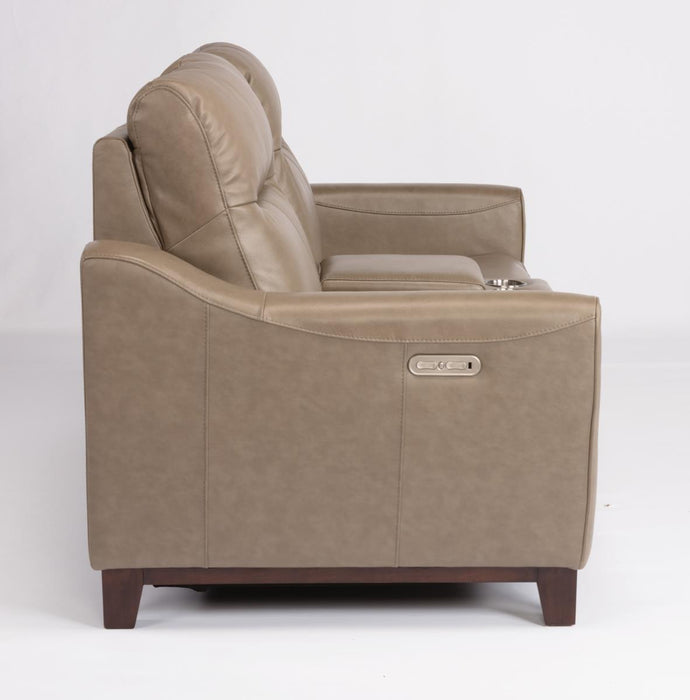 Flexsteel Latitudes Forte Leather Power Reclining Loveseat w/Console & Power Headrests - Holmwood's Furniture & Design Center (Somersworth, NH)