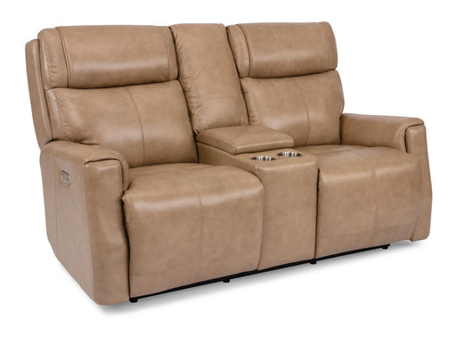 Flexsteel Latitudes Holton Leather Power Reclining Loveseat w/Console & Power Headrests - Holmwood's Furniture & Design Center (Somersworth, NH)