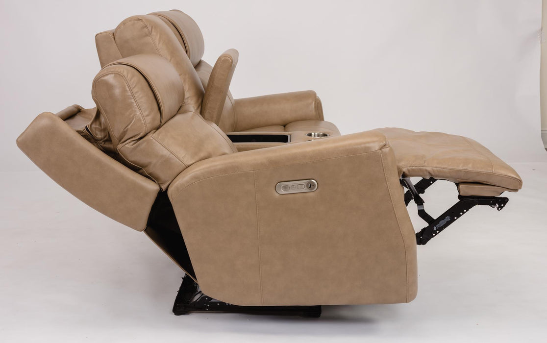 Flexsteel Latitudes Holton Leather Power Reclining Loveseat w/Console & Power Headrests - Holmwood's Furniture & Design Center (Somersworth, NH)