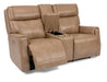 Flexsteel Latitudes Holton Leather Power Reclining Loveseat w/Console & Power Headrests - Holmwood's Furniture & Design Center (Somersworth, NH)